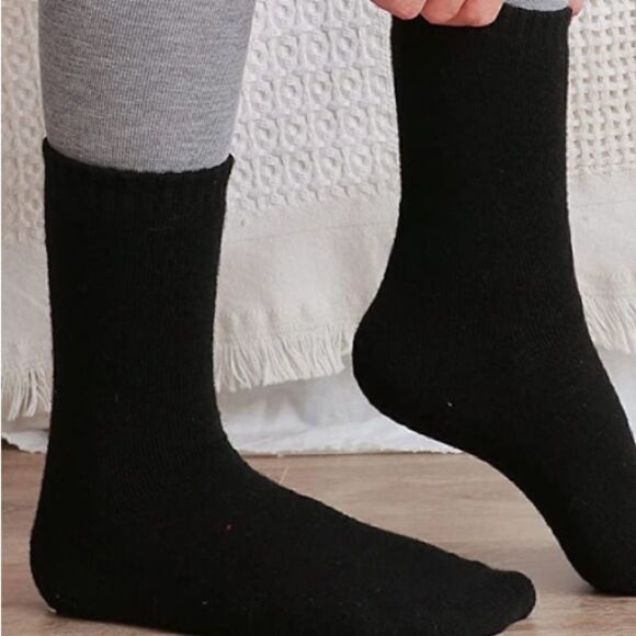 Black Merino Wool Blend Socks - Picture 5 of 5
